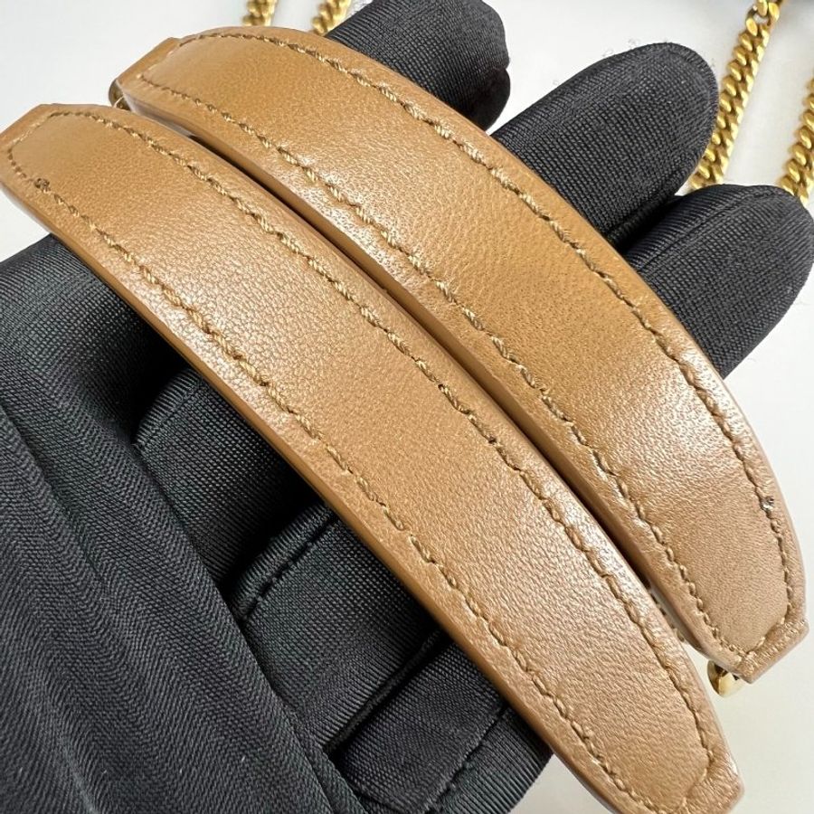 YSL 759337 棕色PUFFER TOY羊皮革手袋包-12