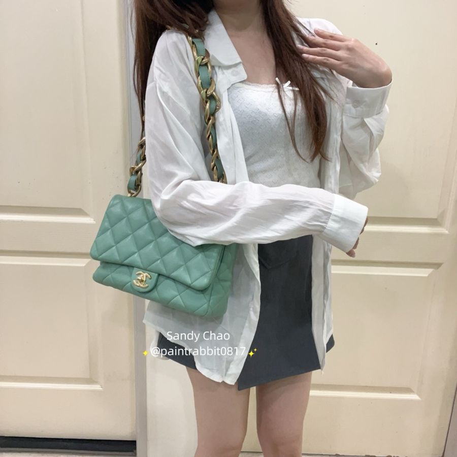 ෆ Chanel 粗鍊cf牛油果綠🥑-0