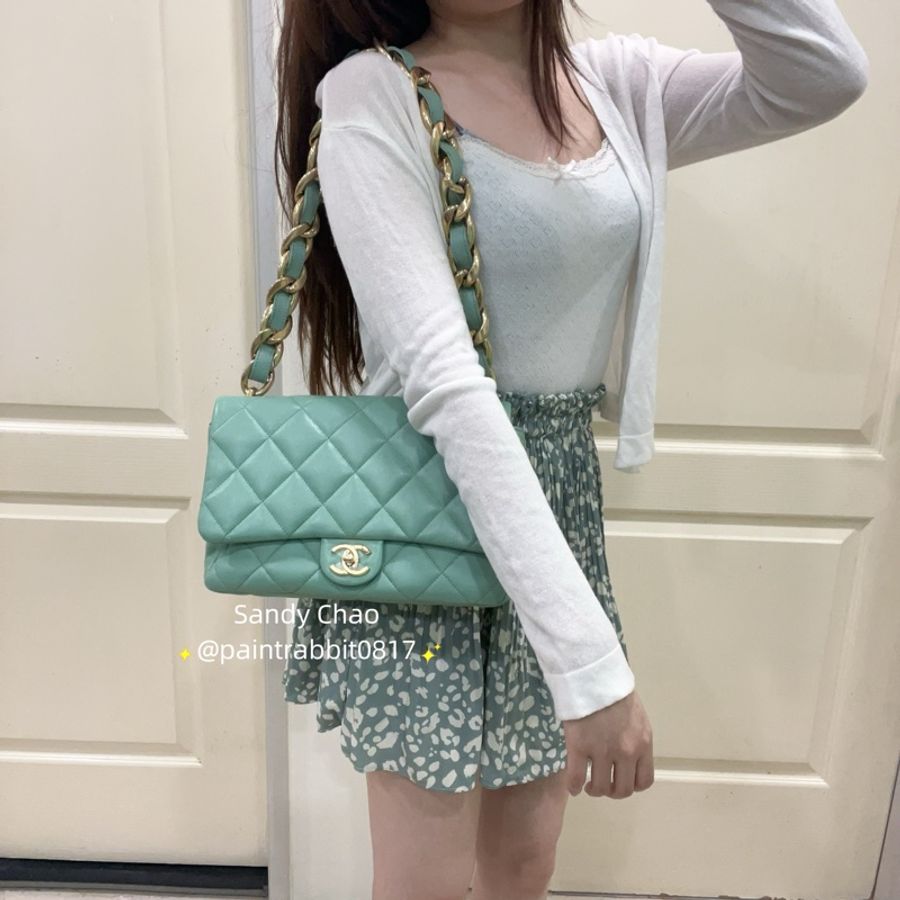 ෆ Chanel 粗鍊cf牛油果綠🥑-2
