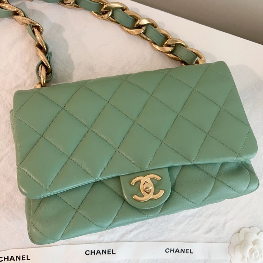 ෆ Chanel 粗鍊cf牛油果綠🥑-5