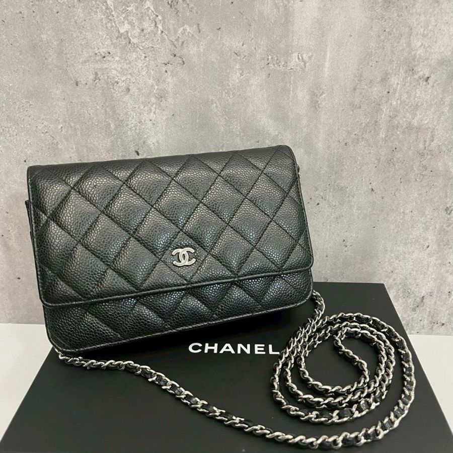 Chanel WOC 黑銀荔枝牛-0