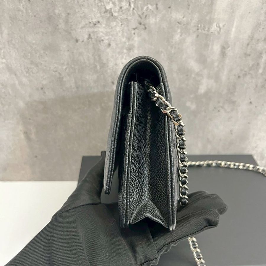 Chanel WOC 黑銀荔枝牛-6
