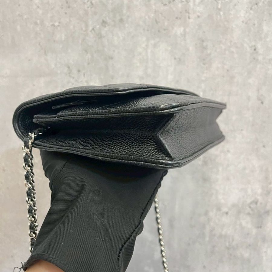 Chanel WOC 黑銀荔枝牛-8
