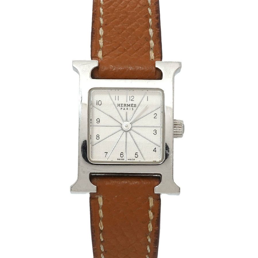 愛馬仕 H-Watch Mini HH1 110 女士腕錶 銀色石英錶-0