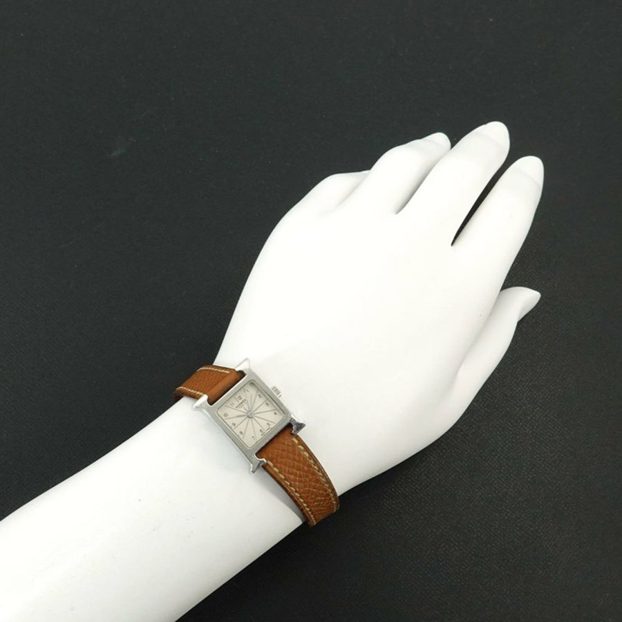 愛馬仕 H-Watch Mini HH1 110 女士腕錶 銀色石英錶-2