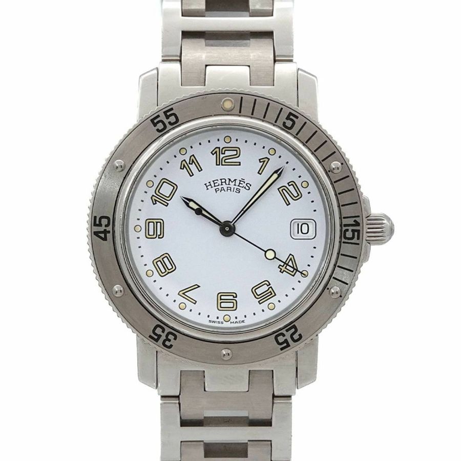 愛馬仕 HERMES Clipper Diver CL7 710 男士腕錶 日期顯示 白色石英錶-0