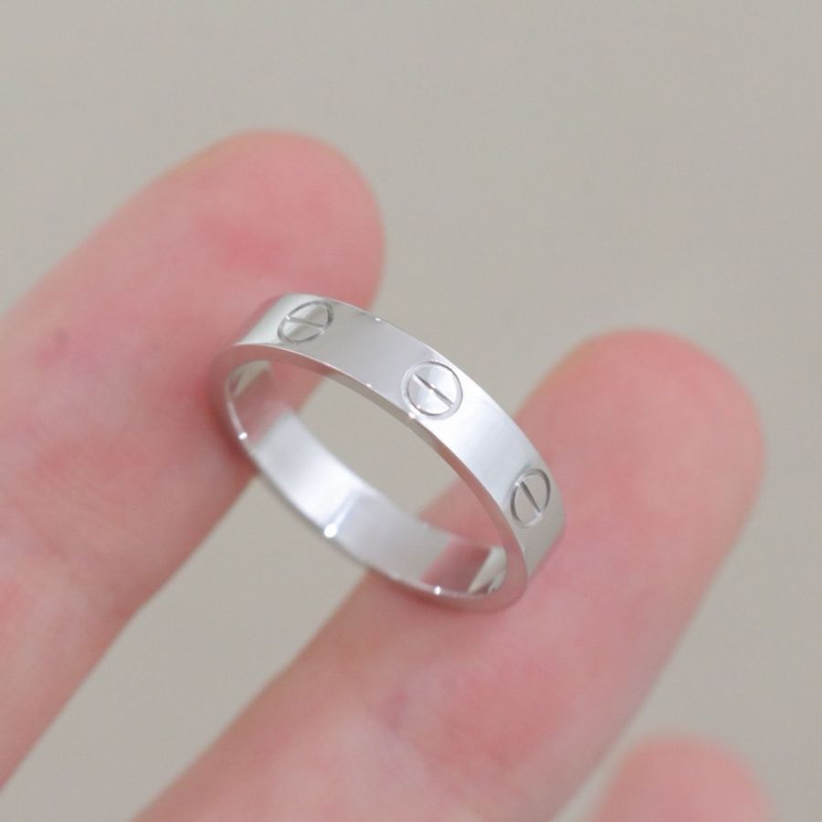 Cartier卡地亚 Love戒指男女同款 52码,18K白金 配件无-0