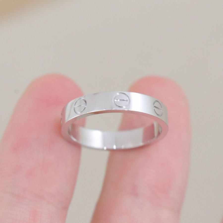 Cartier卡地亚 Love戒指男女同款 52码,18K白金 配件无-1