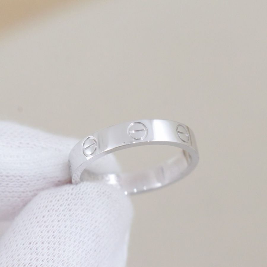 Cartier卡地亚 Love戒指男女同款 52码,18K白金 配件无-5