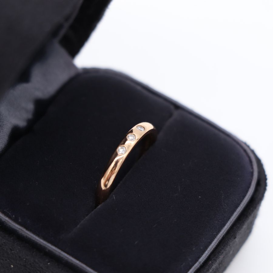 Tiffany & Co. 蒂芙尼 18K 玫瑰金 簡約三鑽戒指-3