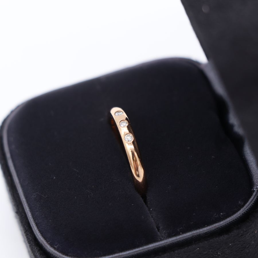 Tiffany & Co. 蒂芙尼 18K 玫瑰金 簡約三鑽戒指-4