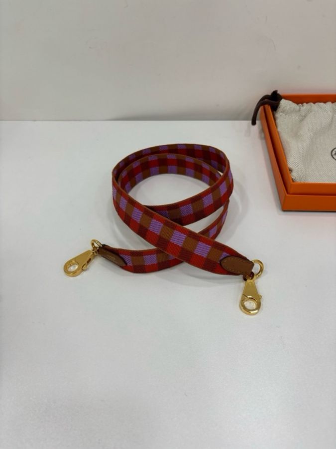 Hermes愛馬仕彩色金扣長編織肩帶 寬2.5cm 長92cm Z刻-1