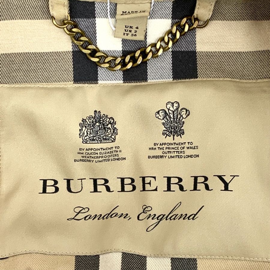 Burberry 棕色风衣外套 S码-4