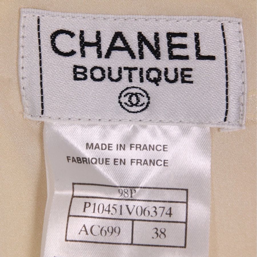 Chanel 98年奶白色羊毛双排扣上衣外套半裙套装-28