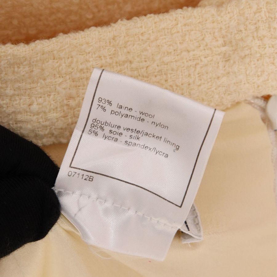 Chanel 98年奶白色羊毛双排扣上衣外套半裙套装-34
