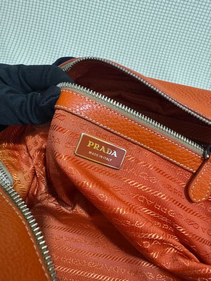 PRADA Vitello Daino Leather Bauletto Bowler Bag-14