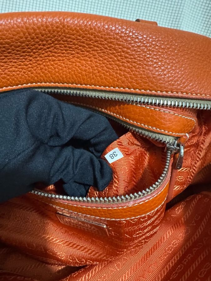 PRADA Vitello Daino Leather Bauletto Bowler Bag-16