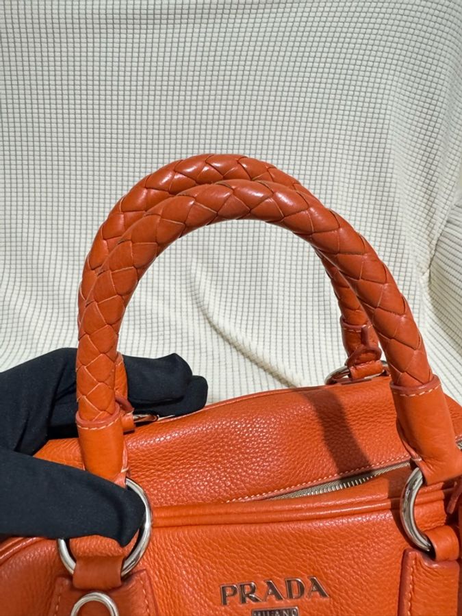PRADA Vitello Daino Leather Bauletto Bowler Bag-21
