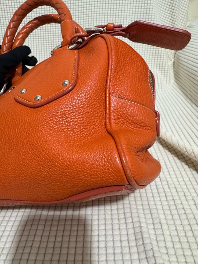 PRADA Vitello Daino Leather Bauletto Bowler Bag-25