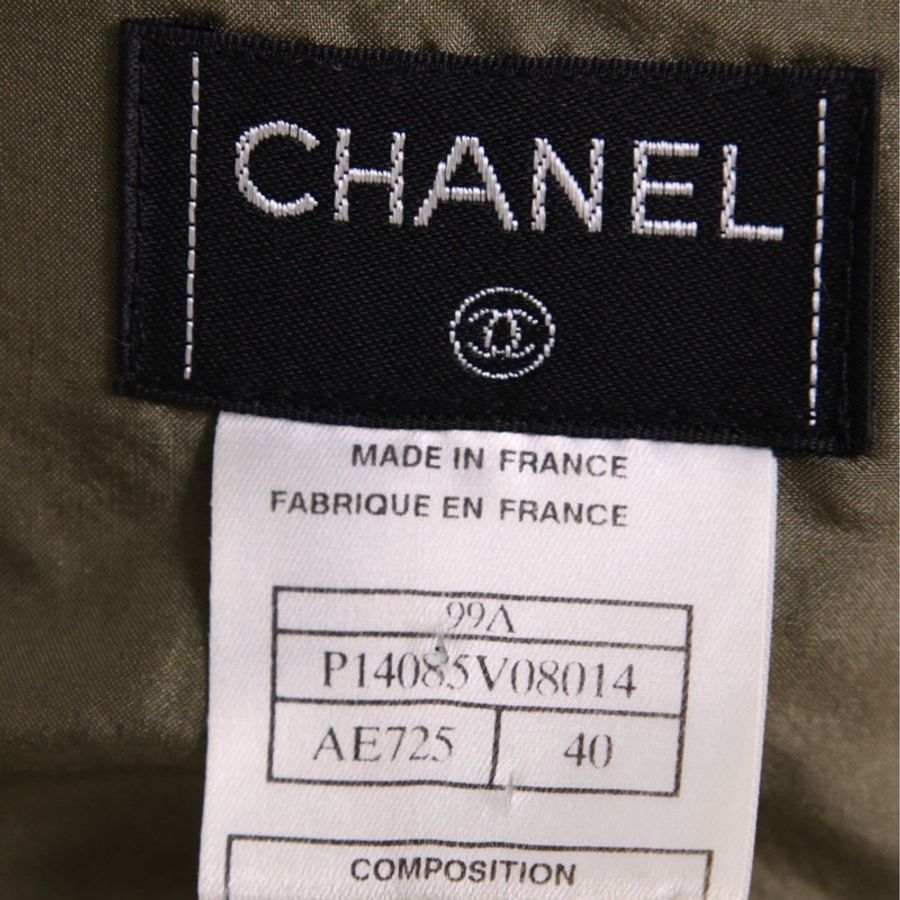 Chanel 99年绿色毛呢挂脖抹胸吊带上衣-17