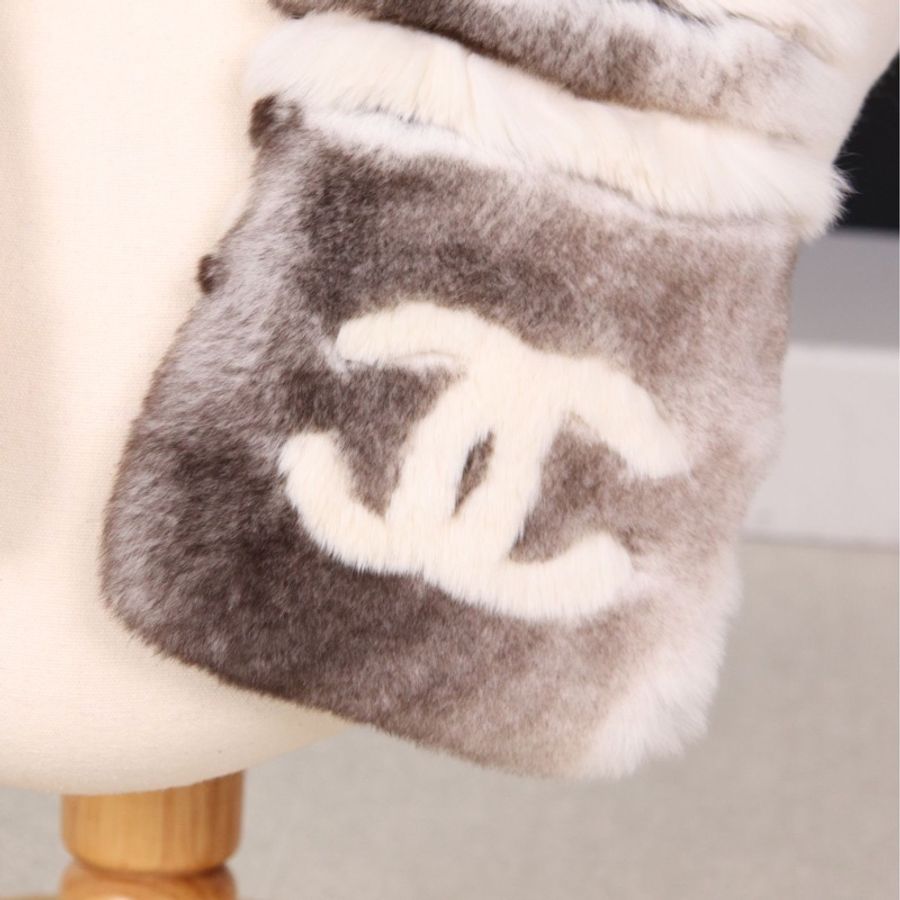 Chanel 白棕渐变兔毛皮草围巾-10