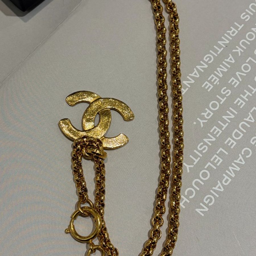 CHANEL 金色雙C項鍊-4
