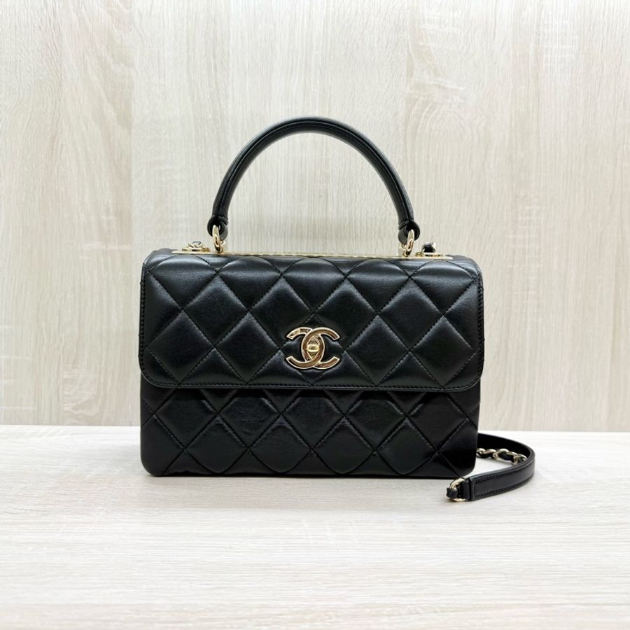 Chanel超美✨黑金羊皮Trendycc手提側背包A92236-1