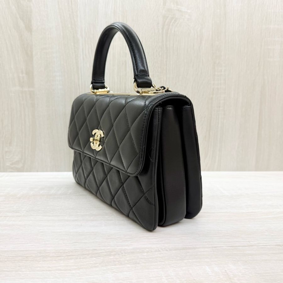 Chanel超美✨黑金羊皮Trendycc手提側背包A92236-3