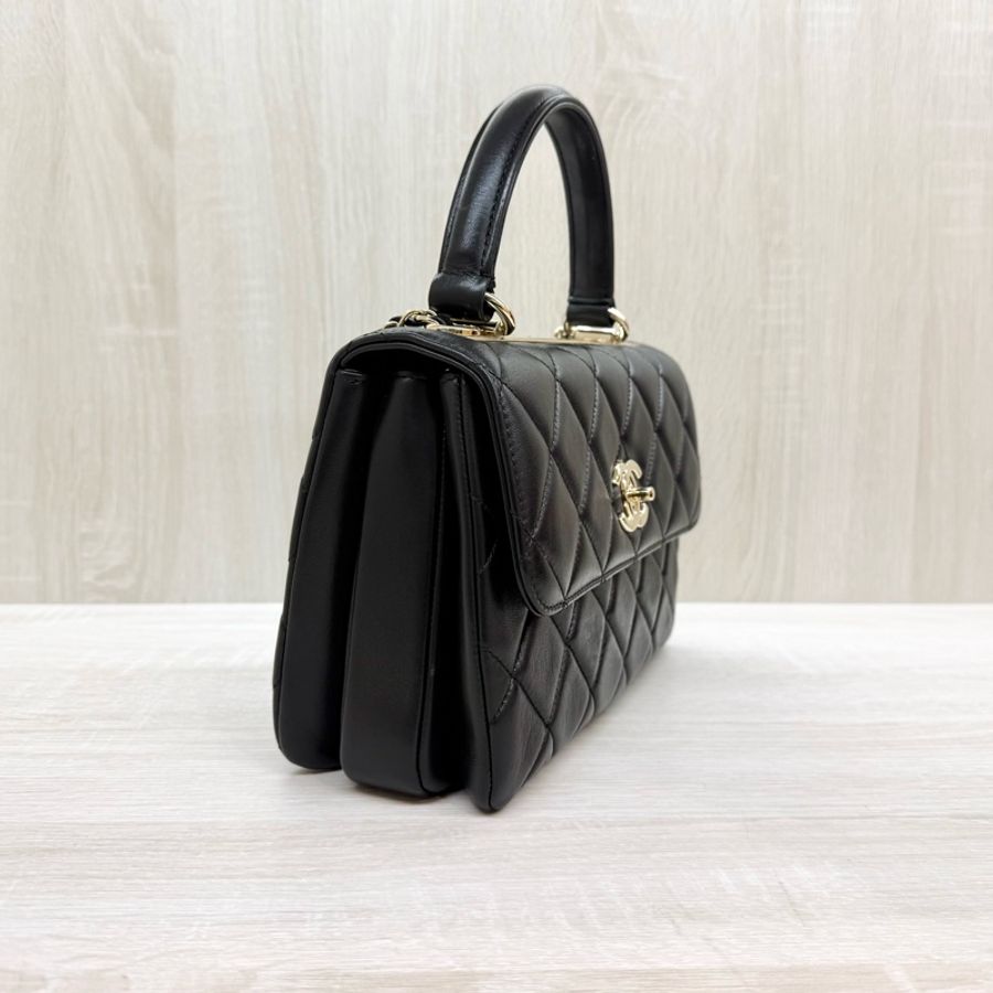 Chanel超美✨黑金羊皮Trendycc手提側背包A92236-4