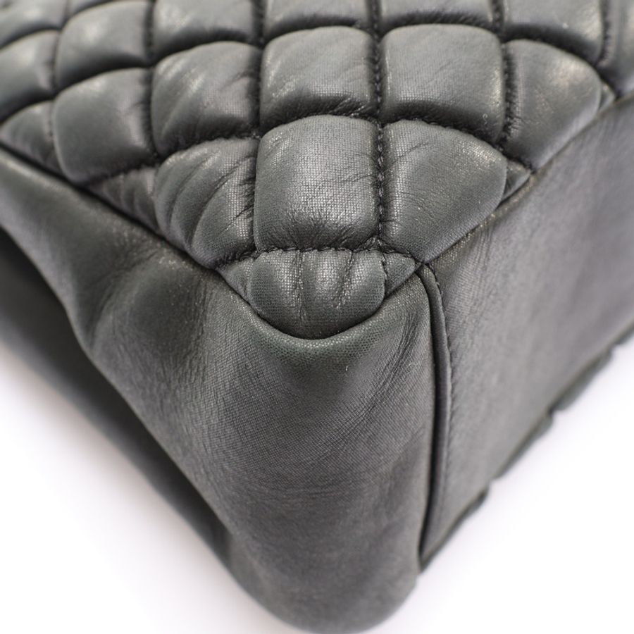 綠色 菱格紋 牛皮 New Bubble Tote 肩背包 銀扣【CHANEL 香奈兒】-12
