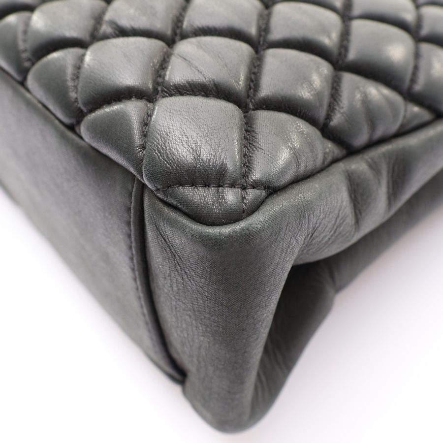 綠色 菱格紋 牛皮 New Bubble Tote 肩背包 銀扣【CHANEL 香奈兒】-13