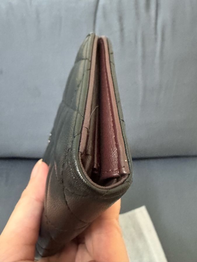 chanel 黑銀對開長夾-15