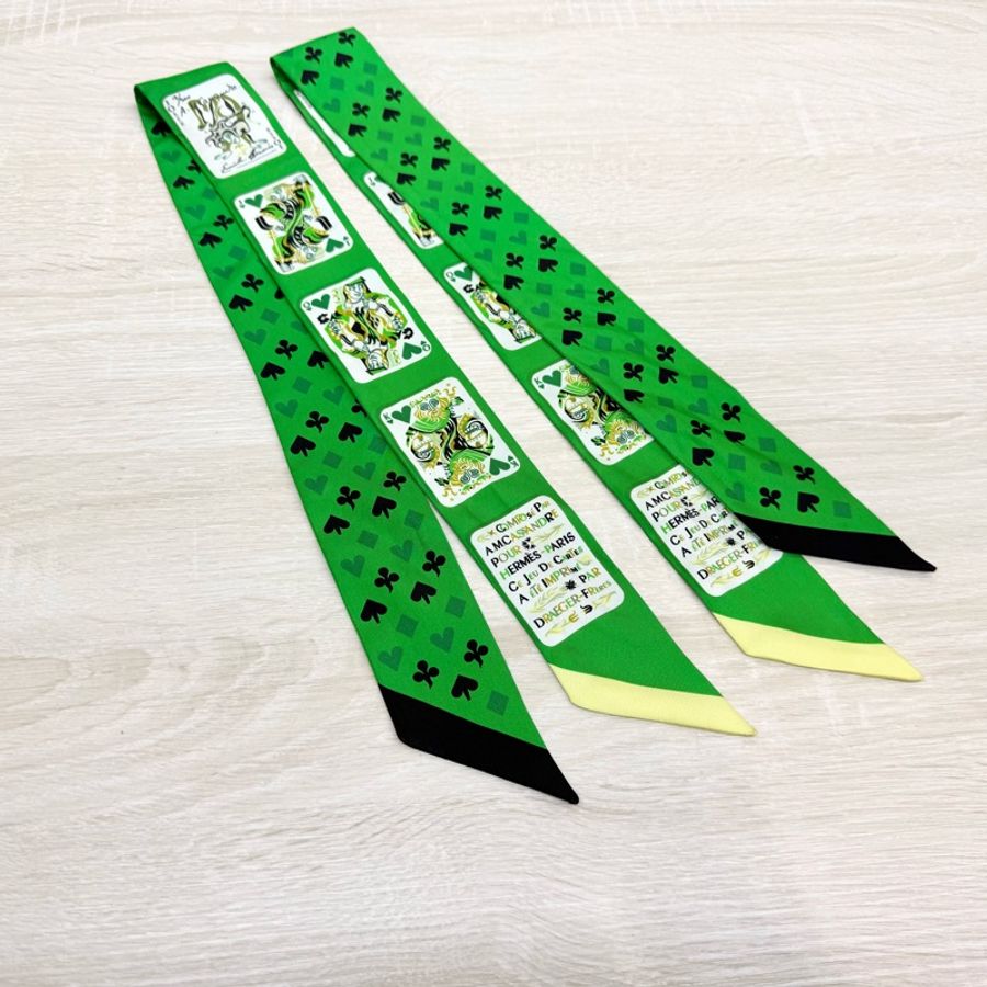 HERMES💚綠色撲克牌絲巾-1
