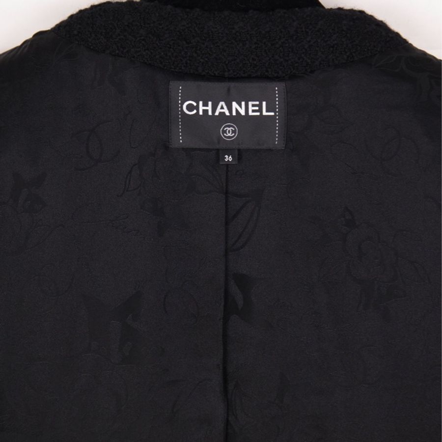 Chanel 17年大都会系列秀款黑色重工刺绣花朵钉珠滚边上衣外套-17