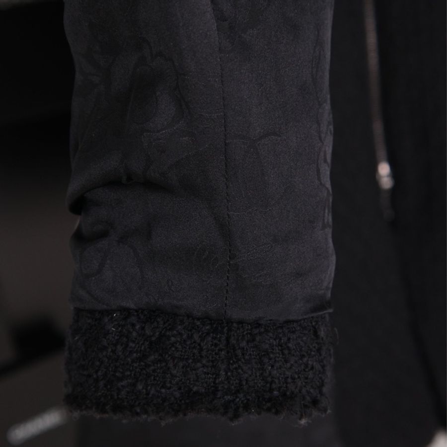 Chanel 17年大都会系列秀款黑色重工刺绣花朵钉珠滚边上衣外套-40