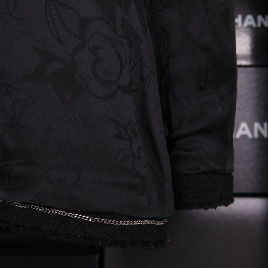 Chanel 17年大都会系列秀款黑色重工刺绣花朵钉珠滚边上衣外套-41