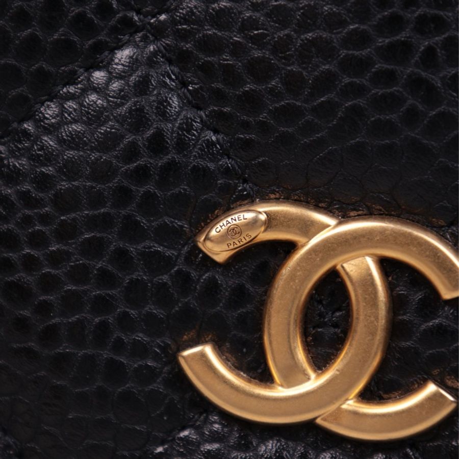 Chanel 24K黑金荔枝皮小号保龄球包单肩包-30