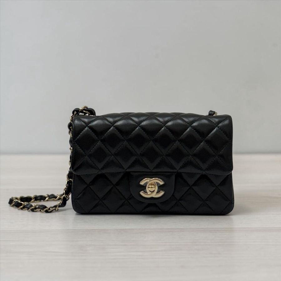 莉亞精品♡Chanel cf20淡金釦 近新美包-0