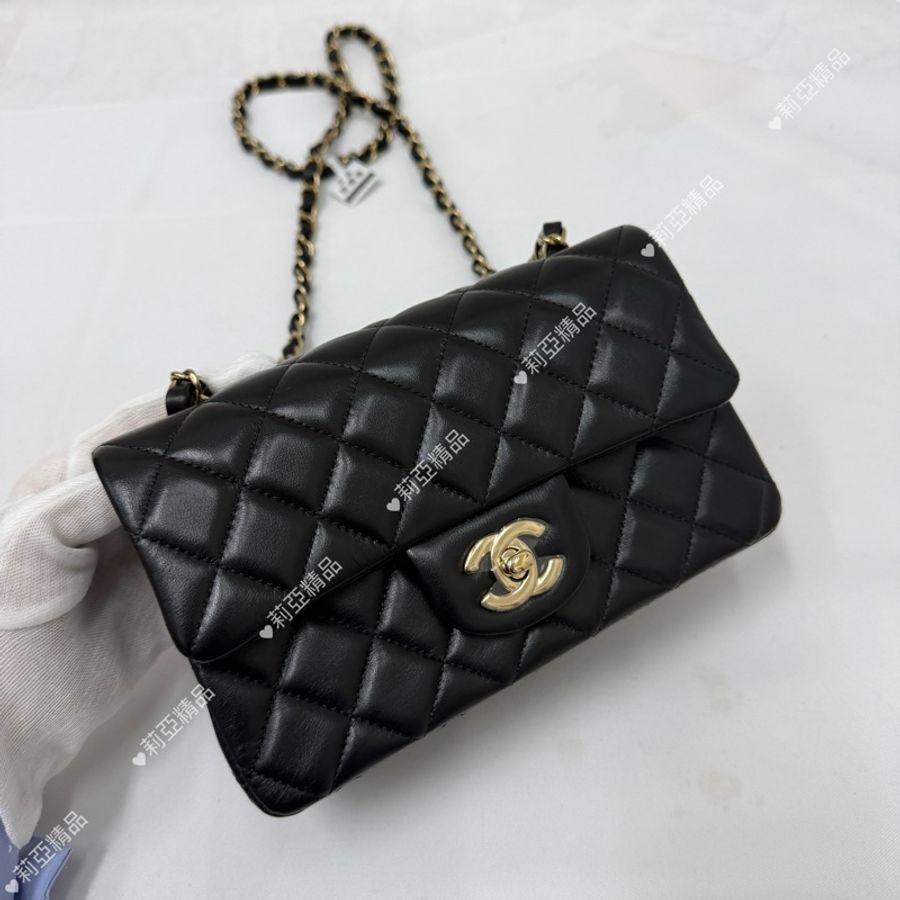 莉亞精品♡Chanel cf20淡金釦 近新美包-2