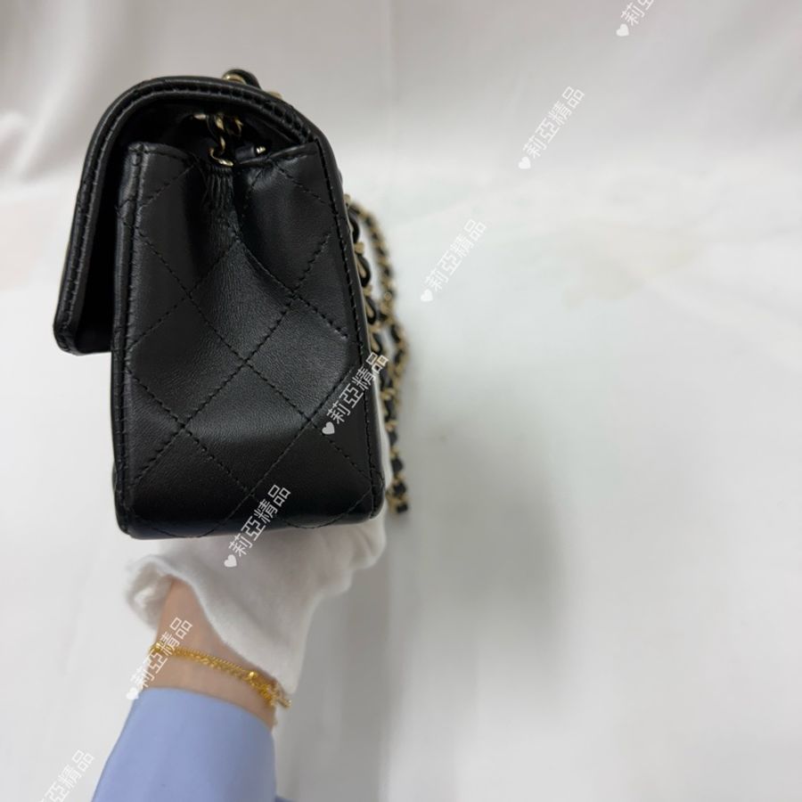 莉亞精品♡Chanel cf20淡金釦 近新美包-7