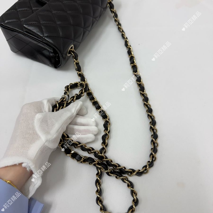 莉亞精品♡Chanel cf20淡金釦 近新美包-8
