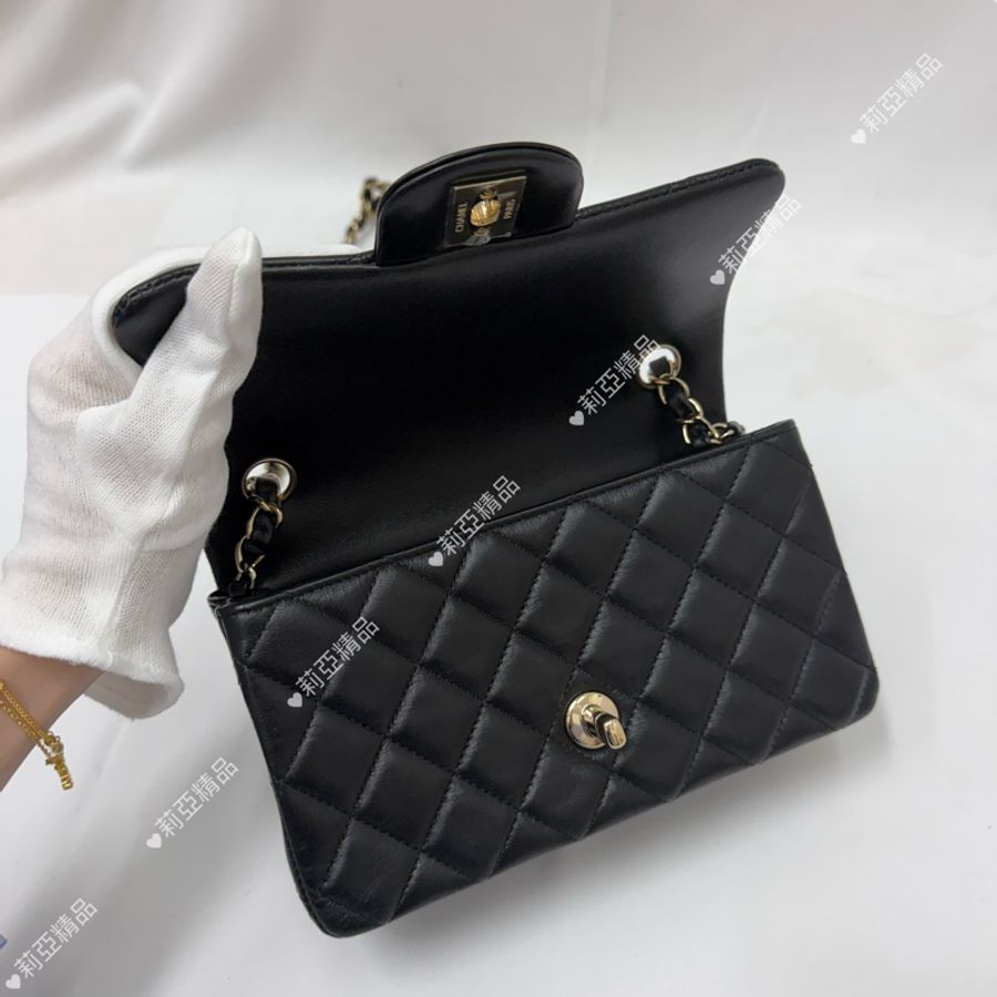 莉亞精品♡Chanel cf20淡金釦 近新美包-9