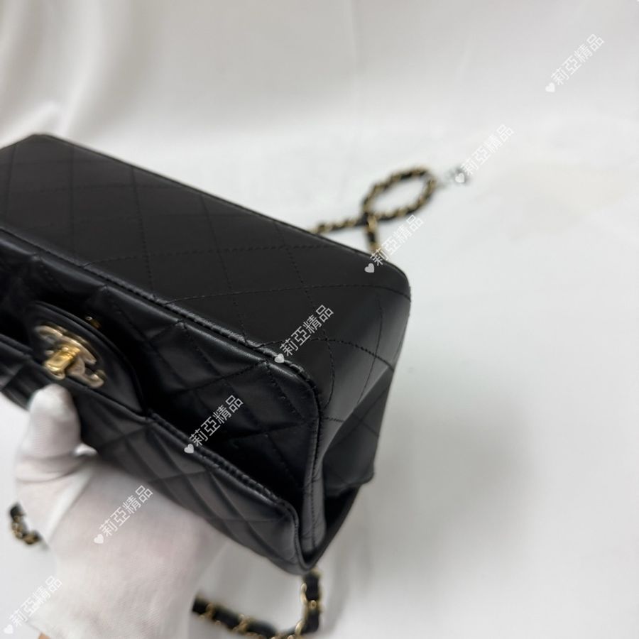 莉亞精品♡Chanel cf20淡金釦 近新美包-12