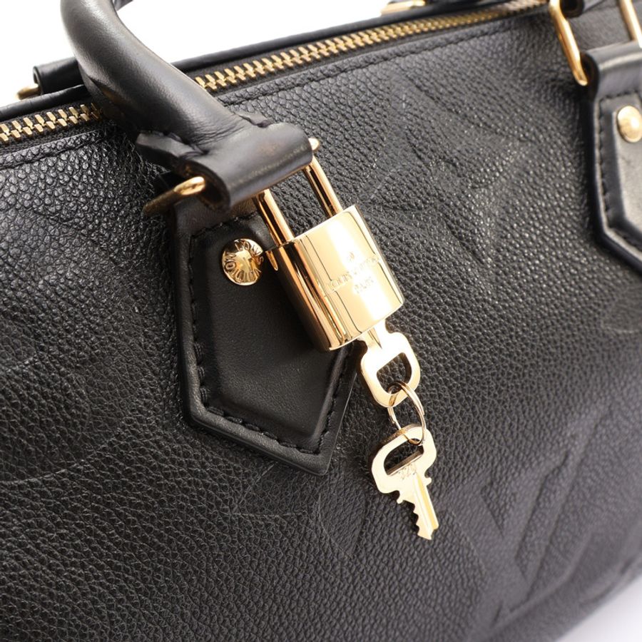 黑色 原花 牛皮 壓紋 Speedy Bandouliere 25 兩用包【LOUIS VUITTON LV 路易威登】 M58951-7