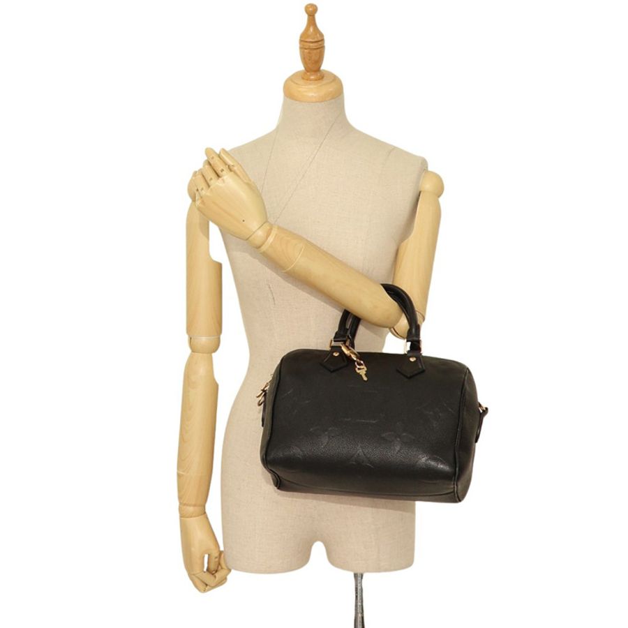黑色 原花 牛皮 壓紋 Speedy Bandouliere 25 兩用包【LOUIS VUITTON LV 路易威登】 M58951-8