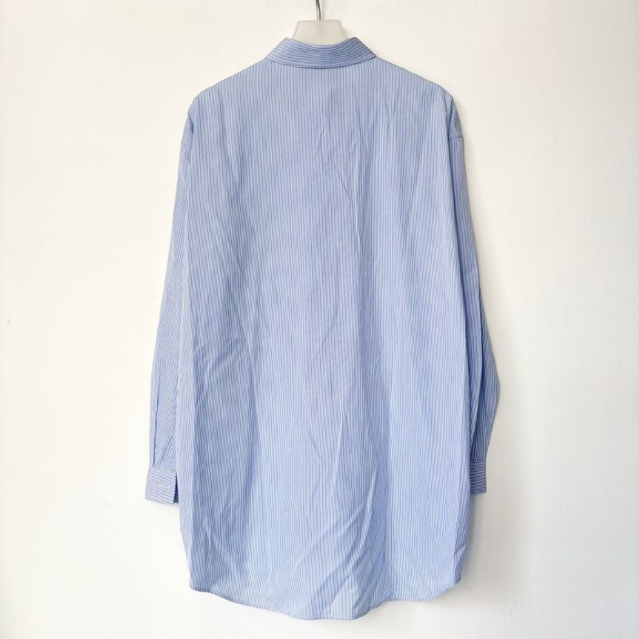 42號 ::GUCCI:: Striped cotton shirt in blue and white 藍白直紋 紅色刺繡襯衫-3