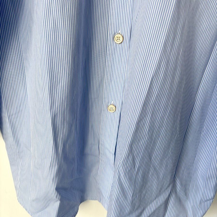 42號 ::GUCCI:: Striped cotton shirt in blue and white 藍白直紋 紅色刺繡襯衫-6