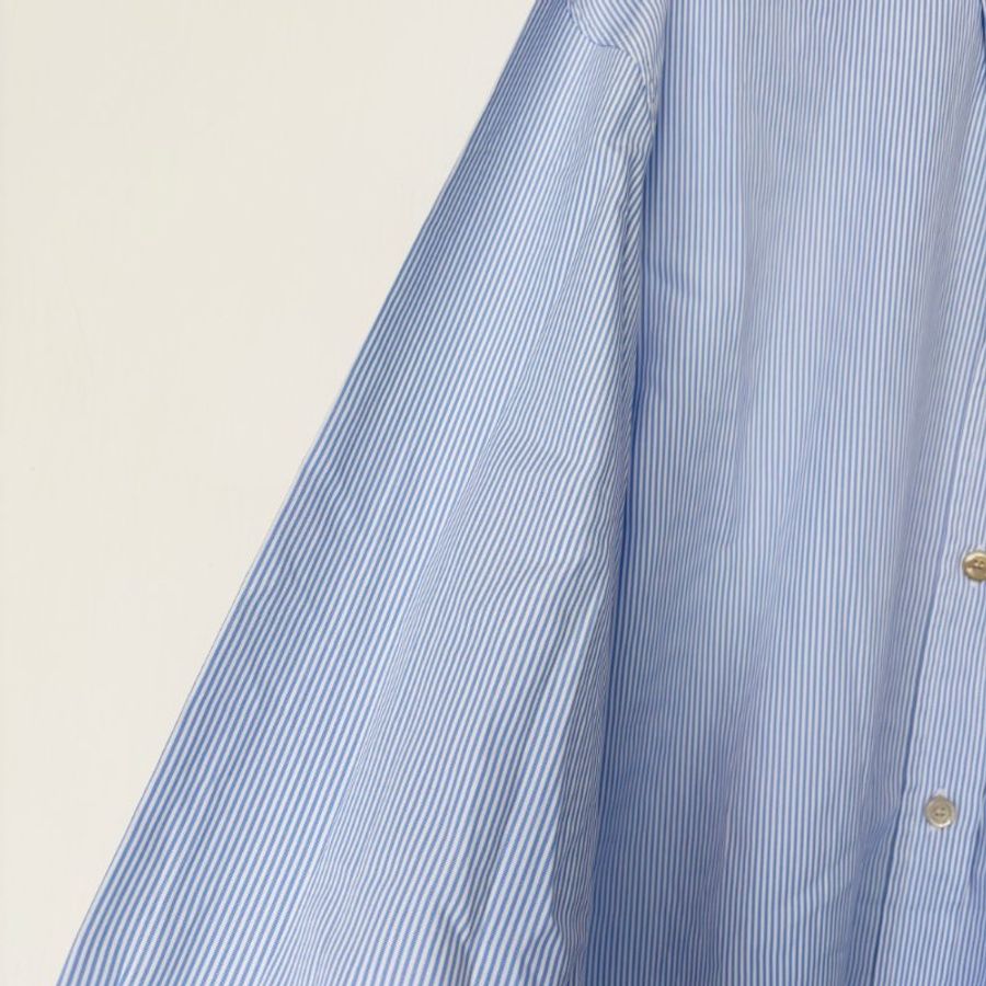 42號 ::GUCCI:: Striped cotton shirt in blue and white 藍白直紋 紅色刺繡襯衫-8