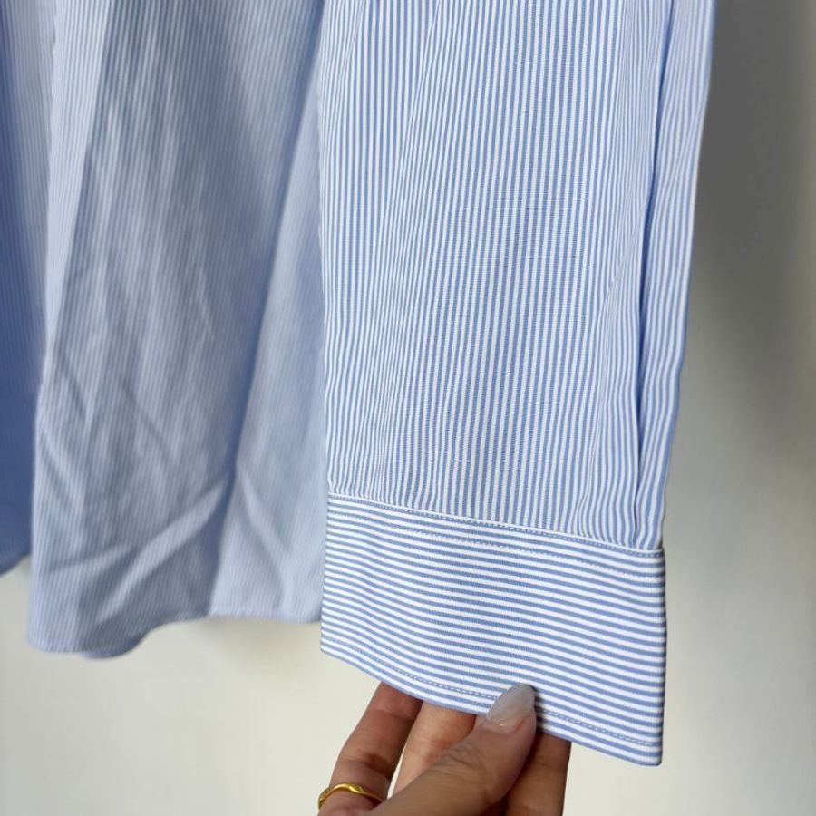 42號 ::GUCCI:: Striped cotton shirt in blue and white 藍白直紋 紅色刺繡襯衫-12