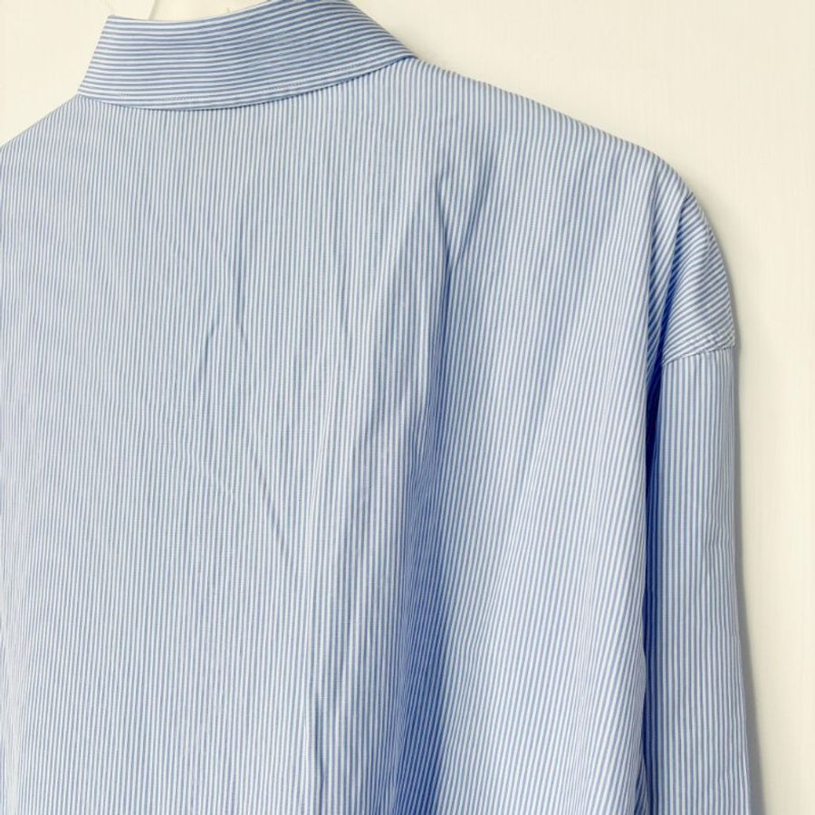 42號 ::GUCCI:: Striped cotton shirt in blue and white 藍白直紋 紅色刺繡襯衫-13